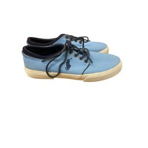 Polo Ralph Lauren Canvas Sneakers Light Blue Black Casual Lace Up Shoes